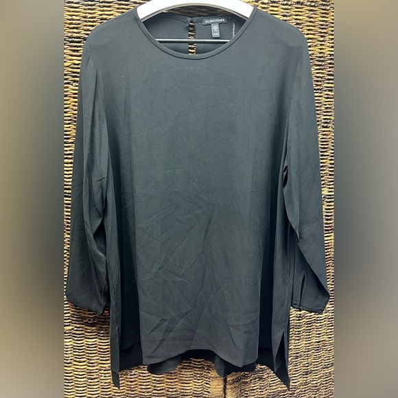 Eileen Fisher Tops - Eileen Fisher-Black Silk‎ Blouse- XLarge